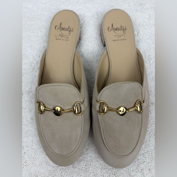 Amalfi Shoes - Amalfi Suede Slip-on Mule Loafers with a Good-Tone Horse-bit Buckle-By Rangoni